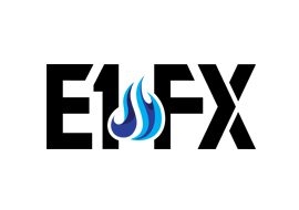 A black and white logo of e 1 fx